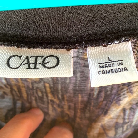 Cato BROWN TEAL BLACK COLOR LONG SLEEVE ROUND NECK BLOUSE RUCHED SLEEVES LARGE - Picture 5 of 10